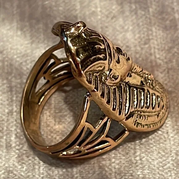 Vintage Bronze King Tut Egyptian Ring size 7.5 by Sajen - Picture 2 of 9